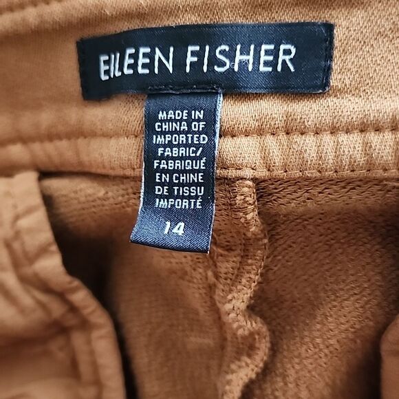 Eileen Fisher Soft Organic Cotton Twill Ankle Pants Rust Brown Size 12 bx27 - Picture 4 of 6